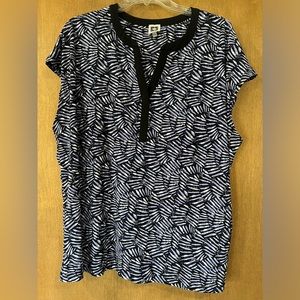 Anne Klein Sleeveless Blouse Top Shirt Black Purple Lavender Women 2X EXCELLENT